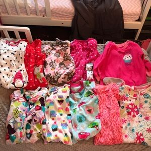Lot of 10 fleece onesie PJs